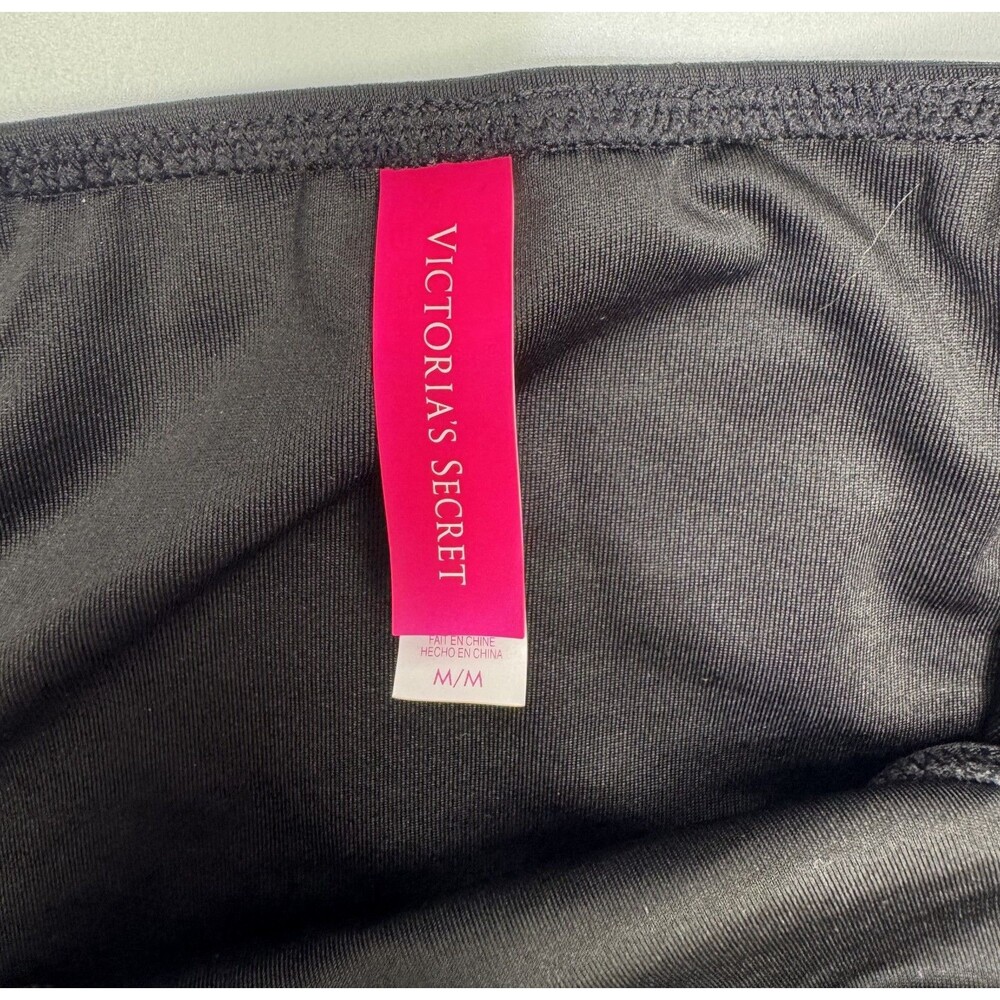 Victoria's Secret Black Hot Pink Orange Yellow NEON Strappy Cheeky Swim Set Med - Picture 10 of 16